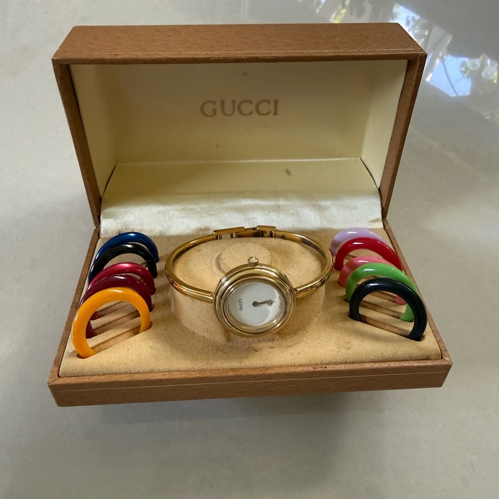 Gucci Women's Gold Watch with Colorful Bezels